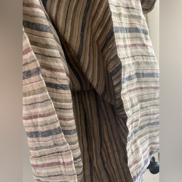 VTG 70s handmade linen cottagecore Lagenlook striped dress S - Picture 7 of 7
